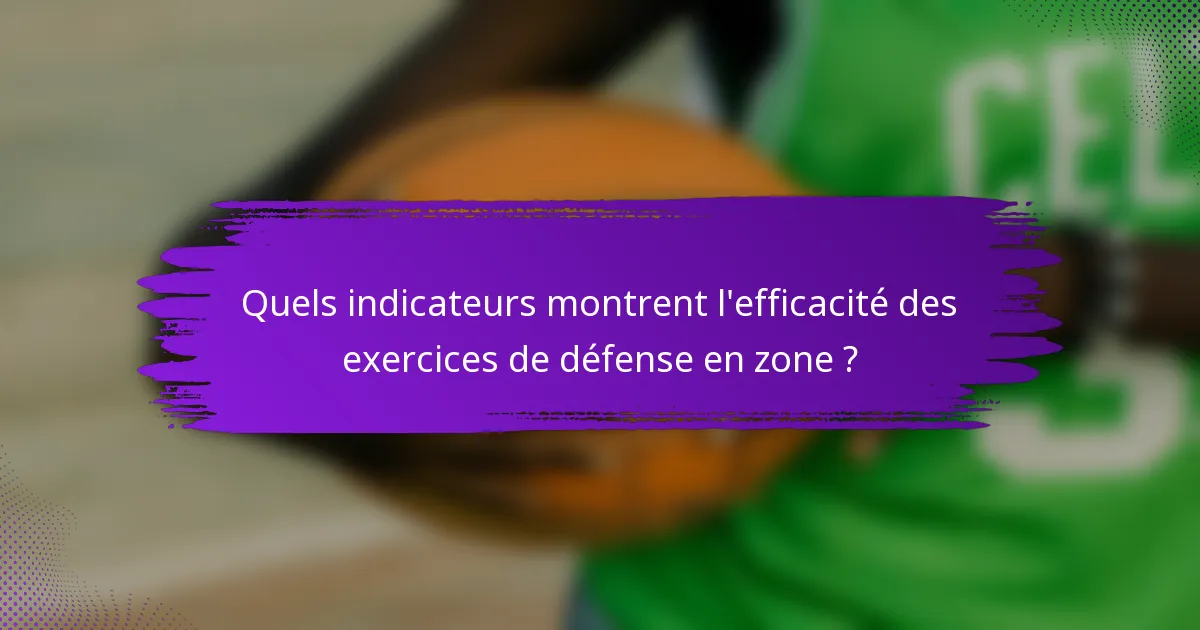 Quels indicateurs montrent l'efficacité des exercices de défense en zone ?